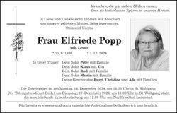 Traueranzeige Elfriede Popp