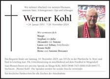 Traueranzeige Werner Kohl