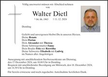 Traueranzeige Walter Dietl