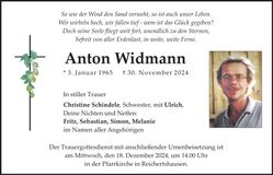 Traueranzeige Anton Widmann