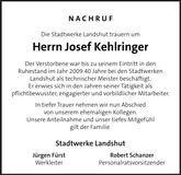 Traueranzeige Josef Kehlringer