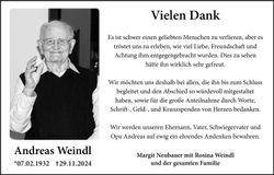 Traueranzeige Andreas Weindl