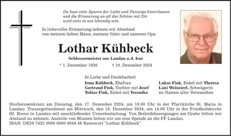 Traueranzeige Lothar Kühbeck