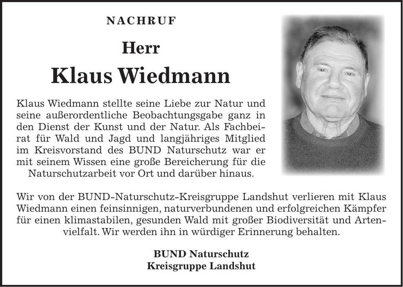 Traueranzeige Klaus Wiedmann