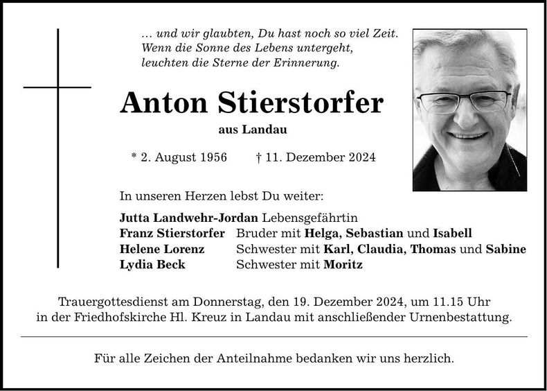 Traueranzeige Franz Stierstorfer