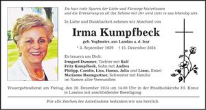 Traueranzeige Irma Kumpfbeck