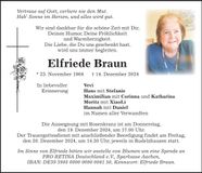 Traueranzeige Elfriede Braun