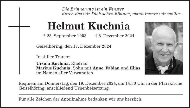 Traueranzeige Helmut Kuchnia