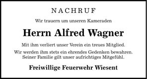 Traueranzeige Alfred Wagner