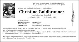 Traueranzeige Christine Goldbrunner