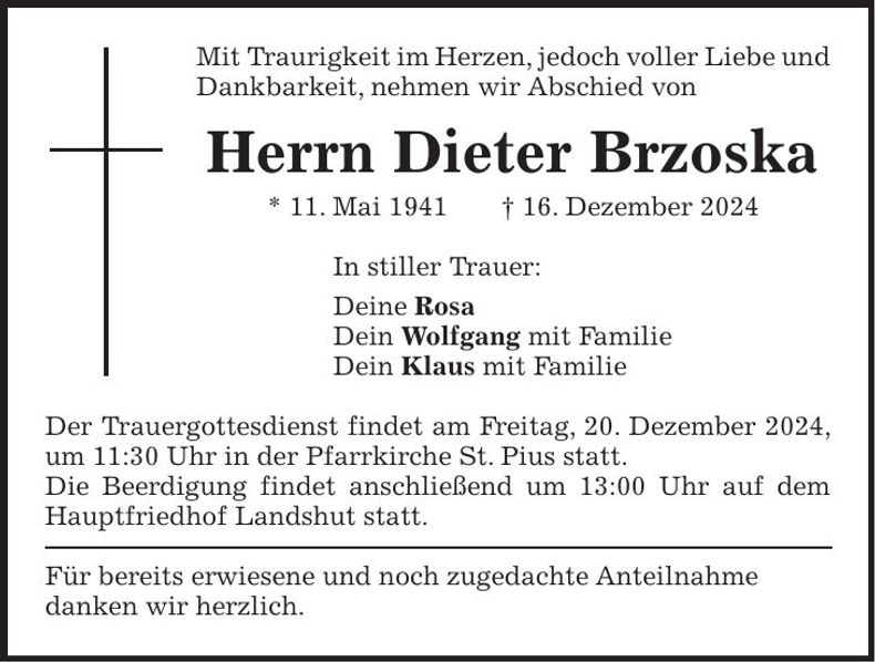 Traueranzeige Dieter Brzoska