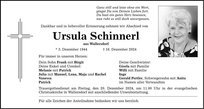 Traueranzeige Ursula Schinnerl