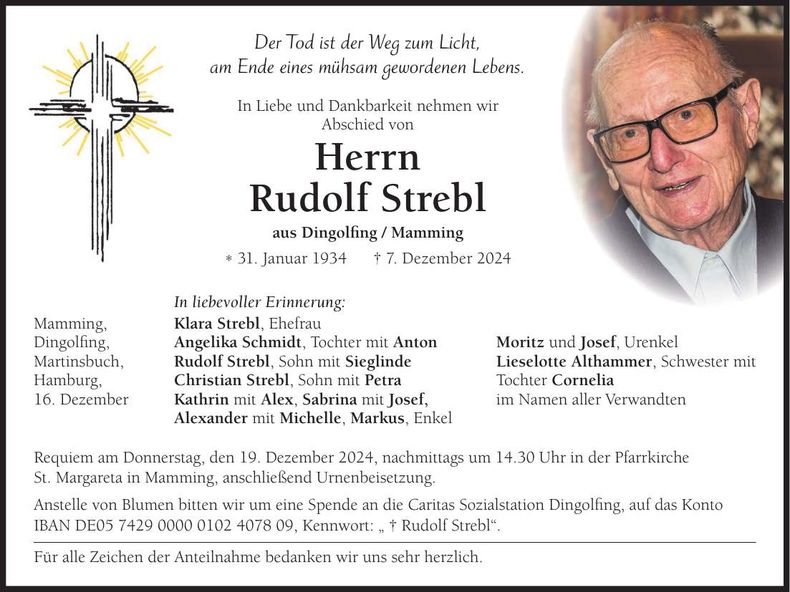 Traueranzeige Rudolf Strebl