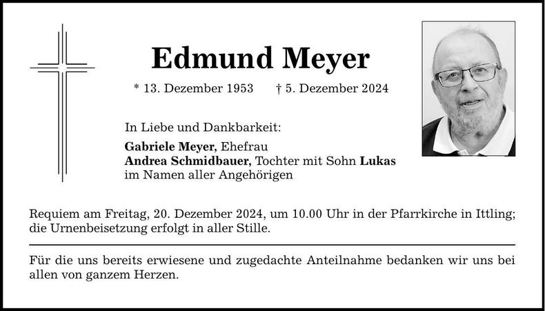 Traueranzeige Edmund Meyer