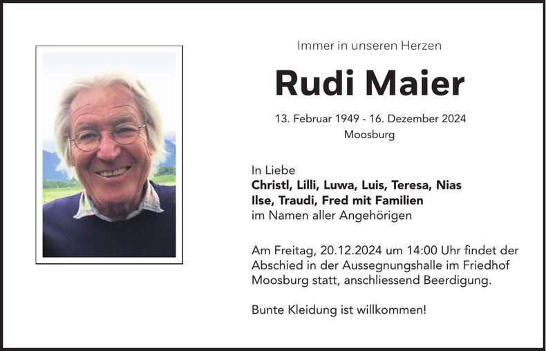 Traueranzeige Rudi Maier