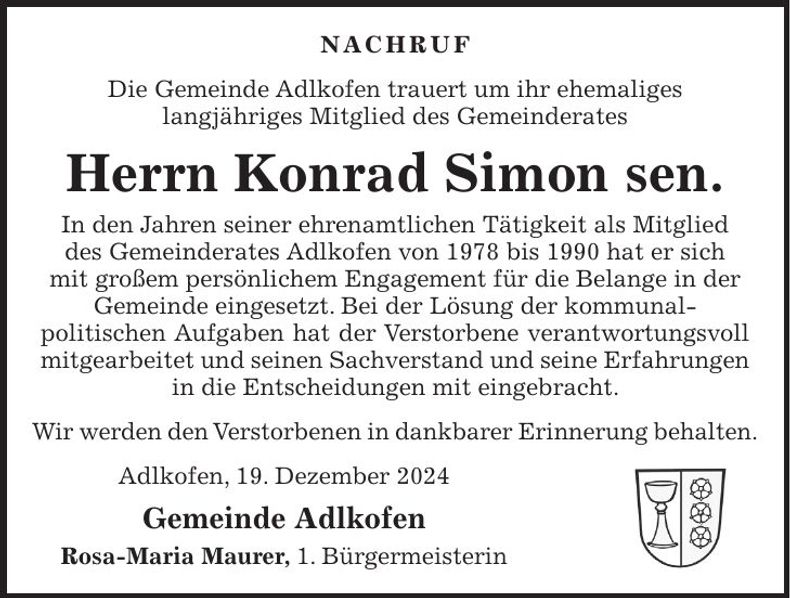 Traueranzeige Konrad Simon