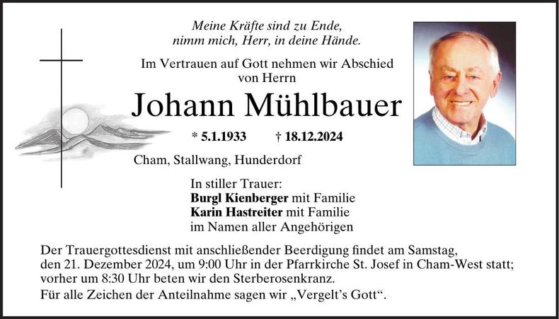 Traueranzeige Johann Mühlbauer