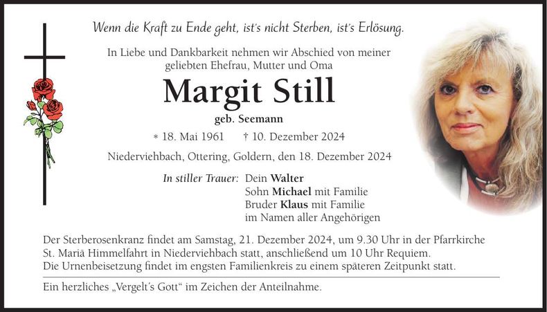 Traueranzeige Margit Still