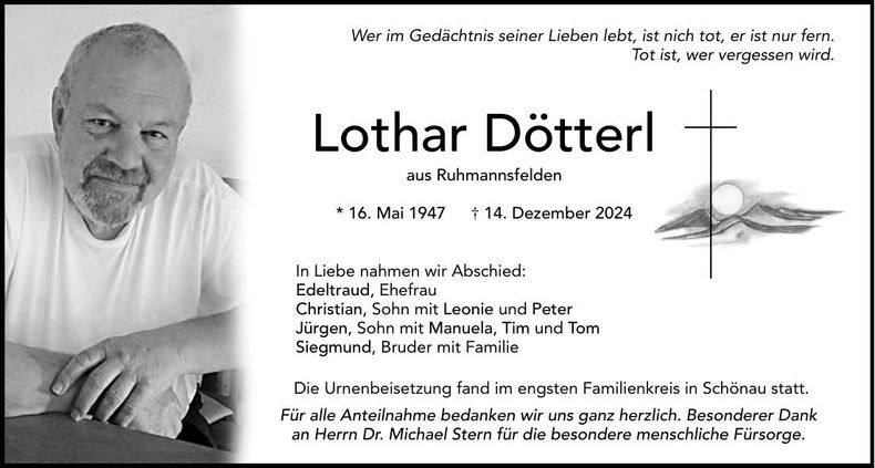 Traueranzeige Lothar Dötterl