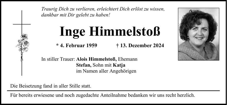 Traueranzeige Inge Himmelstoß