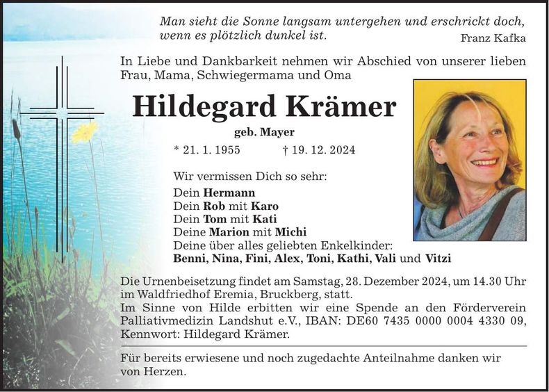 Traueranzeige Hildegard Krämer