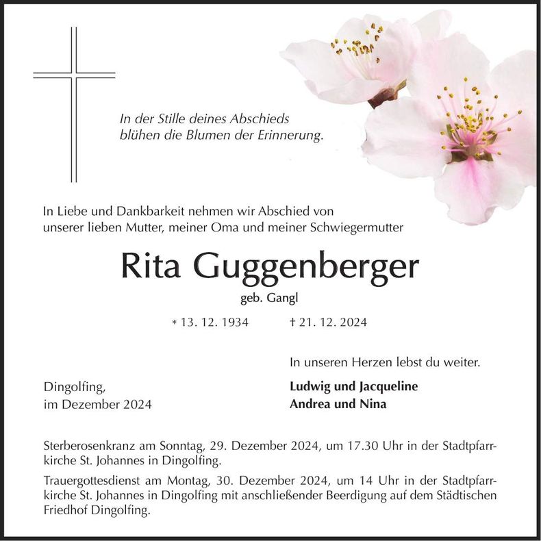 Traueranzeige Rita Guggenberger