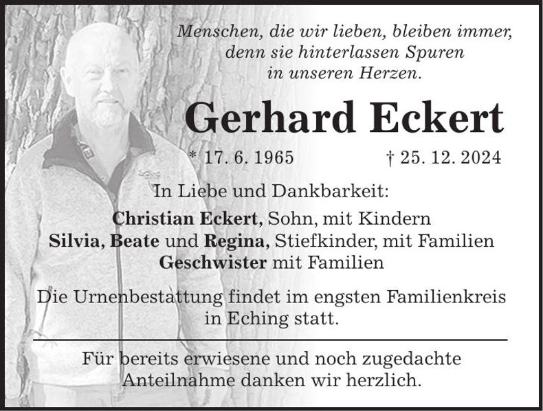 Traueranzeige Gerhard Eckert