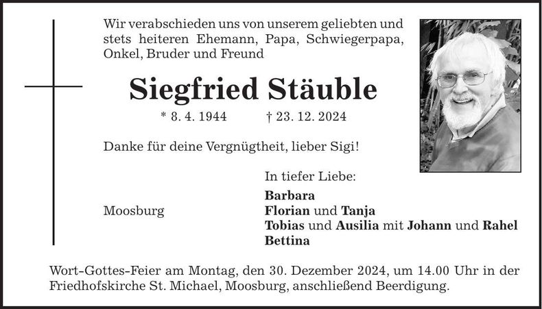 Traueranzeige Siegfried Stäuble