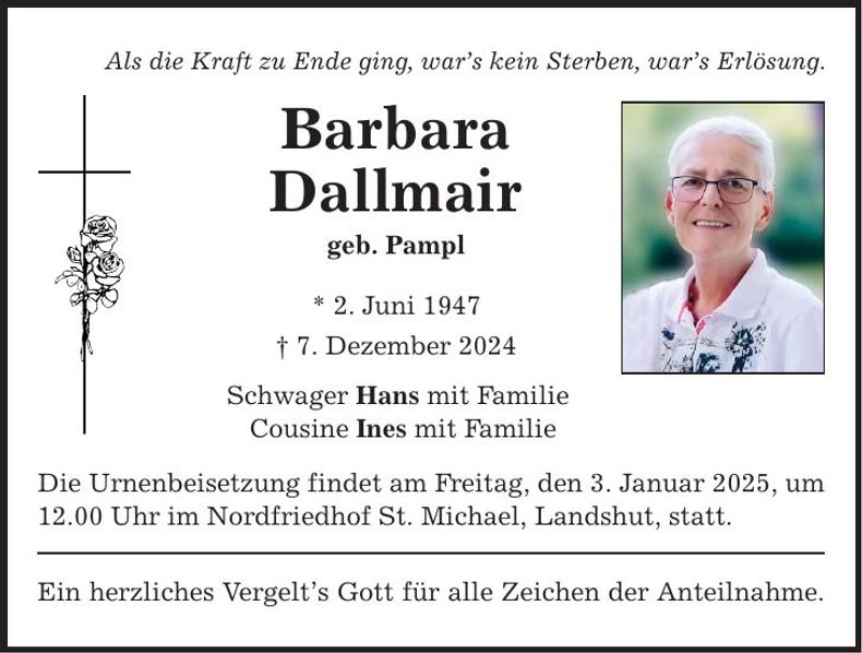 Traueranzeige Barbara Dallmair
