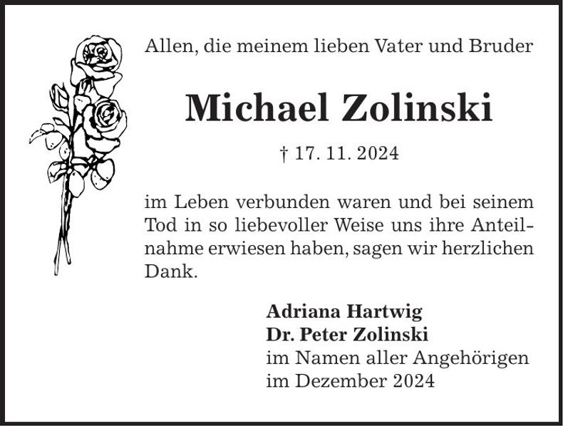 Traueranzeige Michael Zolinski