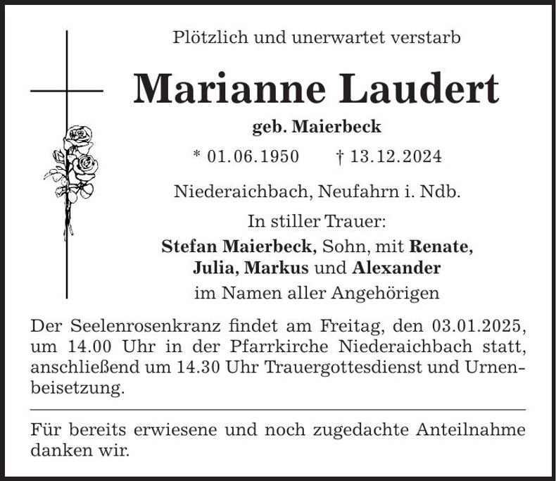 Traueranzeige Marianne Laudert
