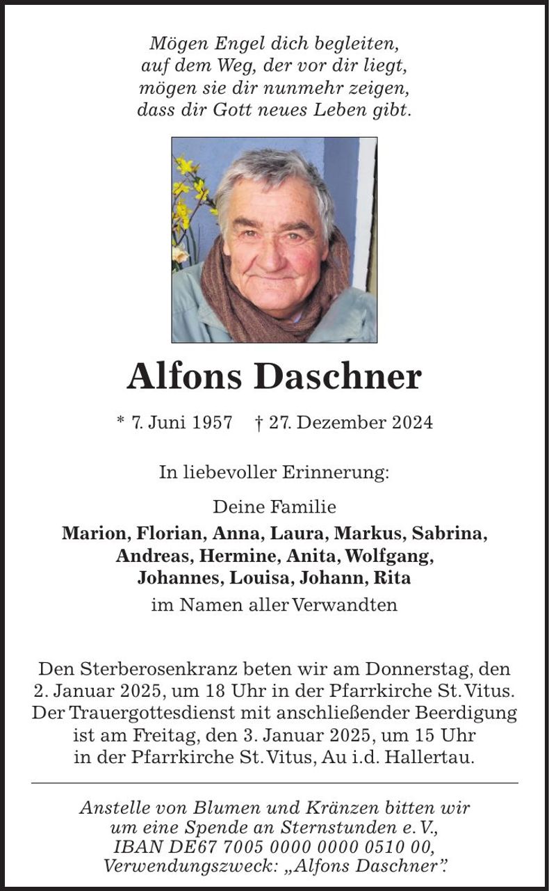 Traueranzeige Alfons Daschner