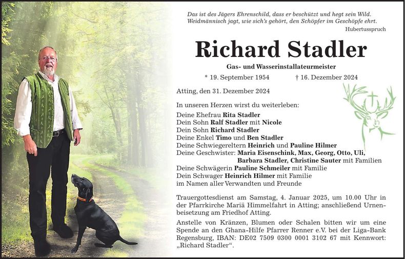 Traueranzeige Richard Stadler