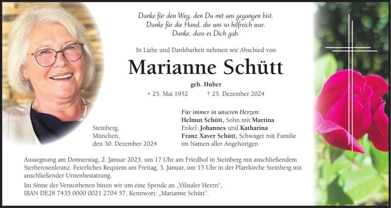Traueranzeige Marianne Schütt