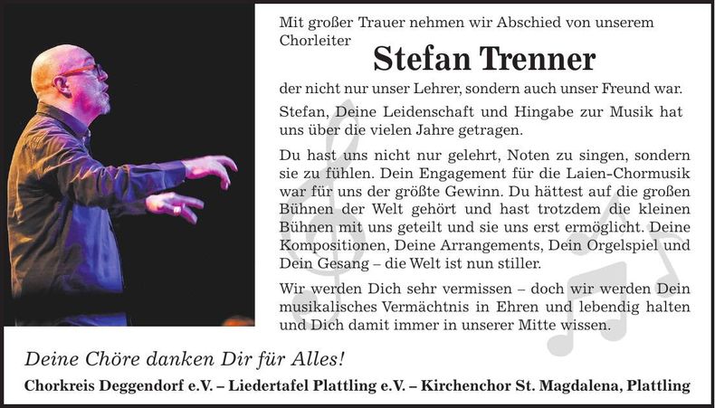 Traueranzeige Stefan Trenner