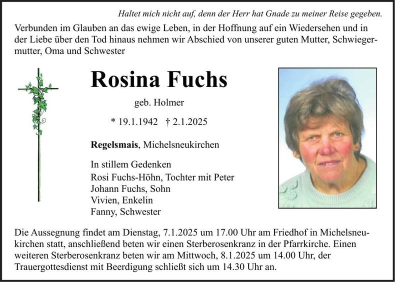 Traueranzeige Rosina Fuchs