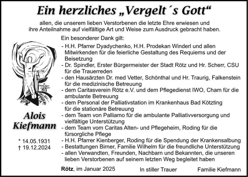 Traueranzeige Alois Kiefmann