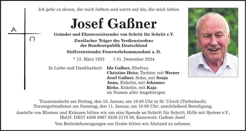 Traueranzeige Josef Gaßner