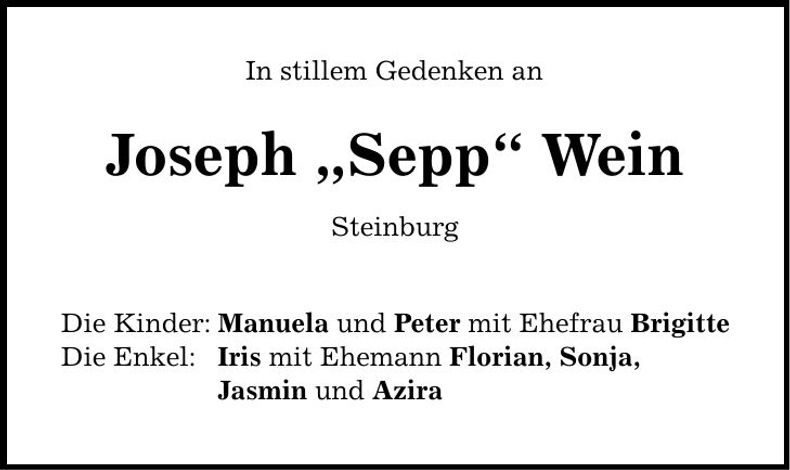 Traueranzeige Joseph Wein