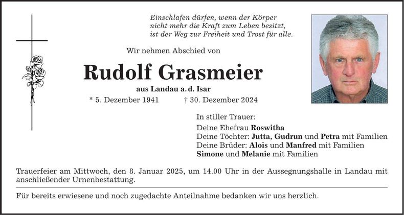 Traueranzeige Rudolf Grasmeier