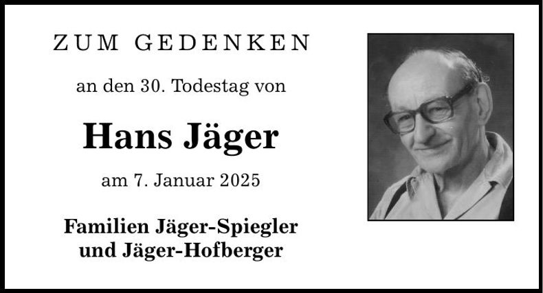Traueranzeige Hans Jäger