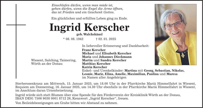 Traueranzeige Ingrid Kerscher