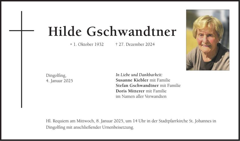 Traueranzeige Hilde Gschwandtner