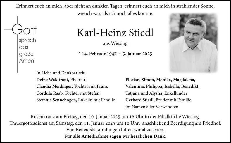Traueranzeige Karl-Heinz Stie