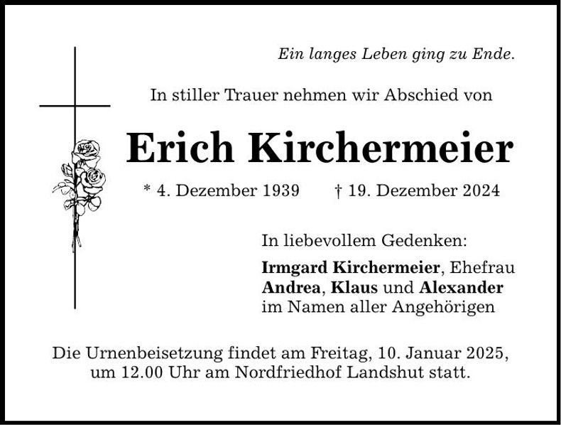 Traueranzeige Erich Kirchermeier