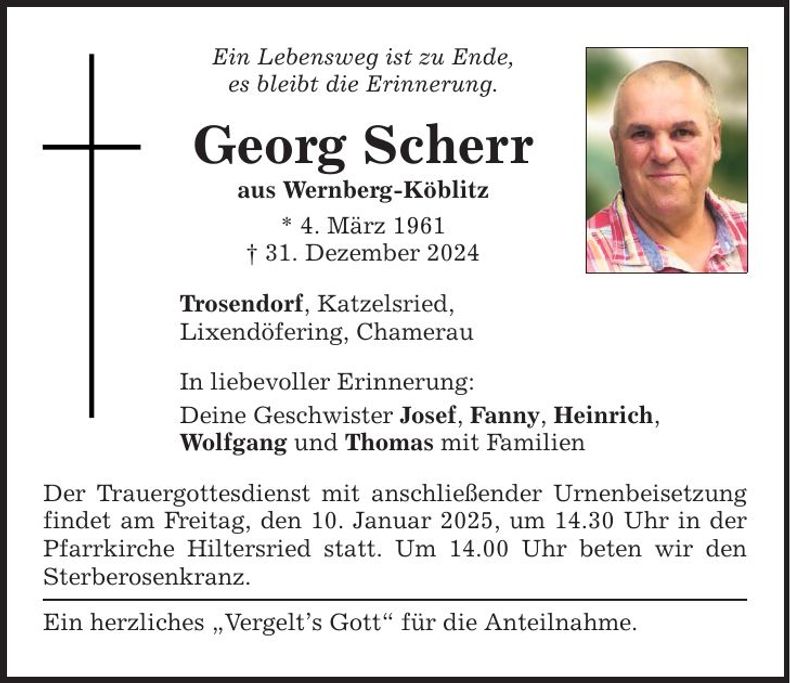 Traueranzeige Georg Scherr