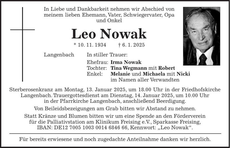 Traueranzeige Leo Nowak