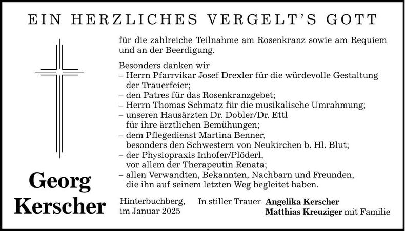 Traueranzeige Georg Kerscher