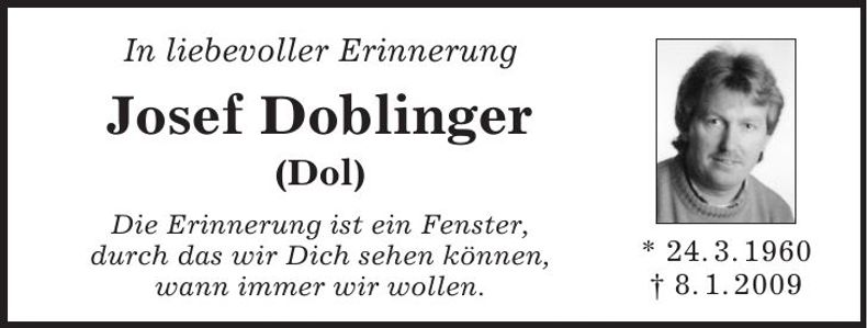 Traueranzeige Josef Doblinger