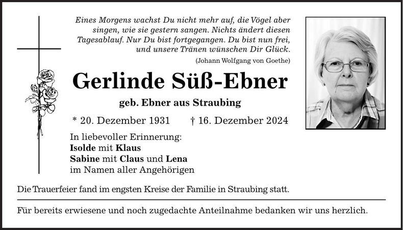 Traueranzeige Gerlinde Süß-Ebner